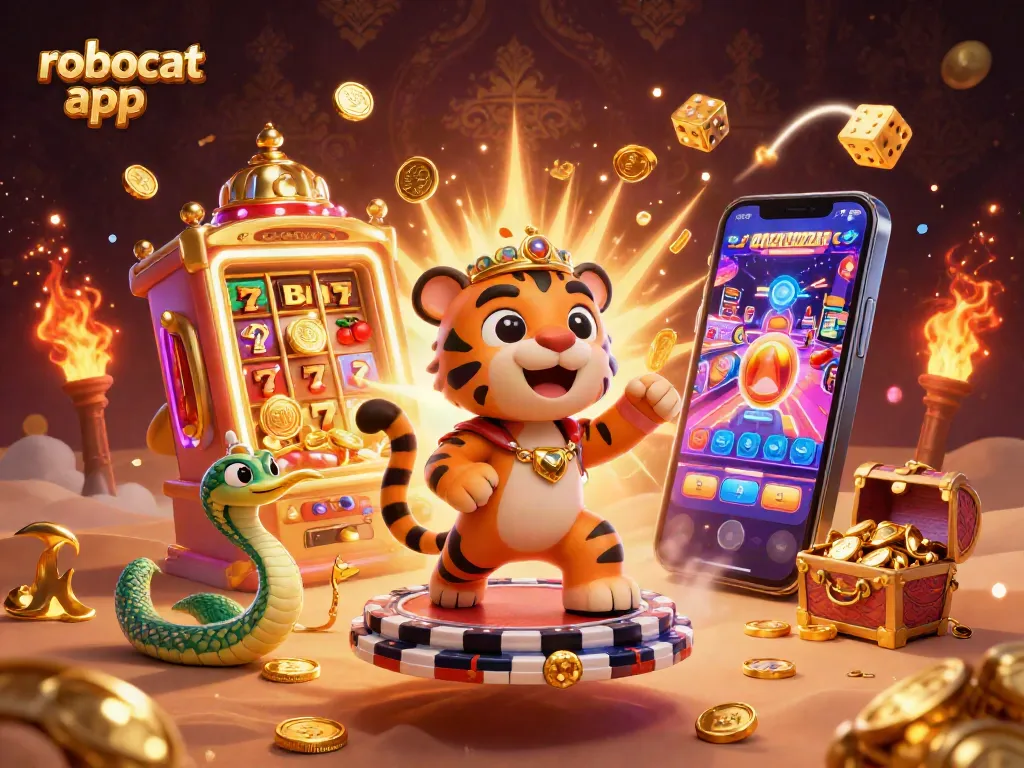 Spin the reels with the robocat app, enjoying vibrant casino games on a colorful interface.